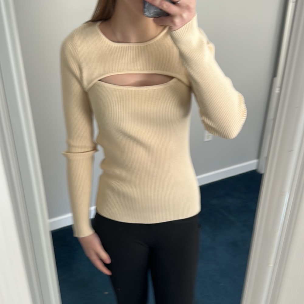 Cream Long Sleeve Top
